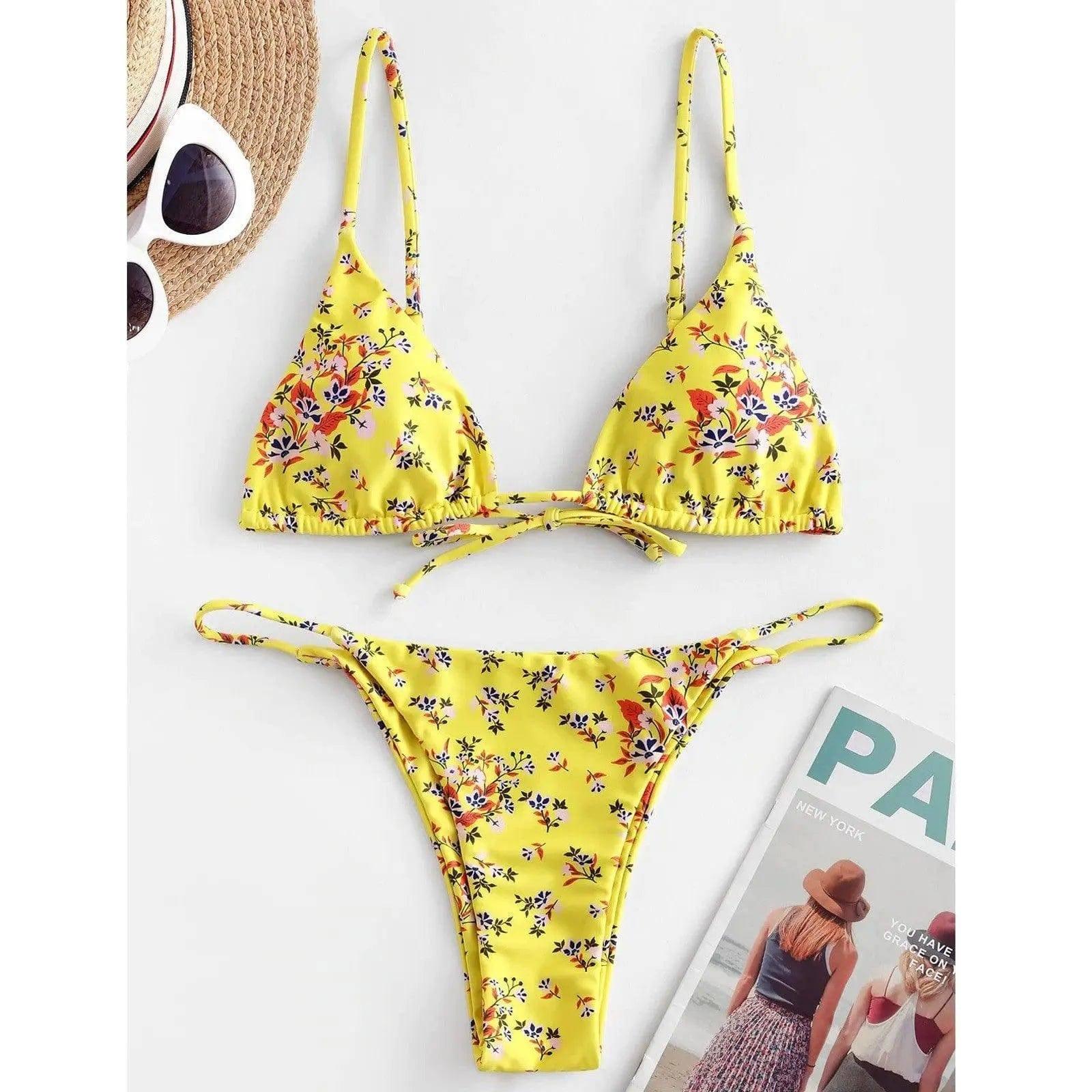 Sexy Halter Tie Dye Bikini Set-Yellow-6