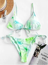 Sexy Halter Tie Dye Bikini Set-2blue-8