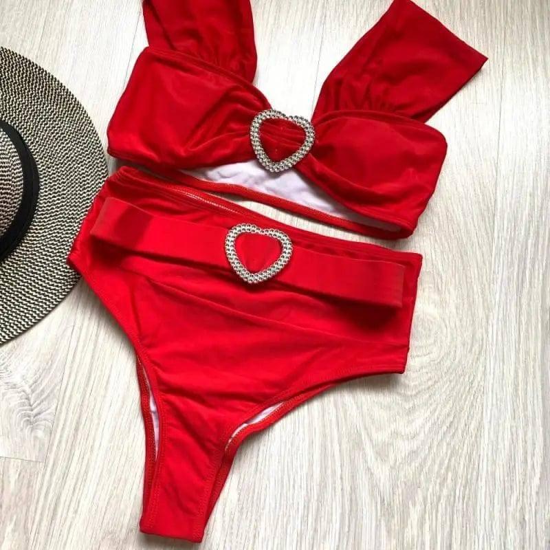 Sexy High Waist Bikini Womens Two-Piece Swimsuit-S-2