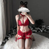 Sexy Lingerie, Big Size And Small Breasts Show Big Gathering-Red-2