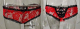 Sexy Lingerie Ladies Lace Transparent Bow Briefs Briefs-Red-3
