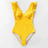 Sexy one-piece solid flash bikini swimsuit in multi colors-Yellow-2