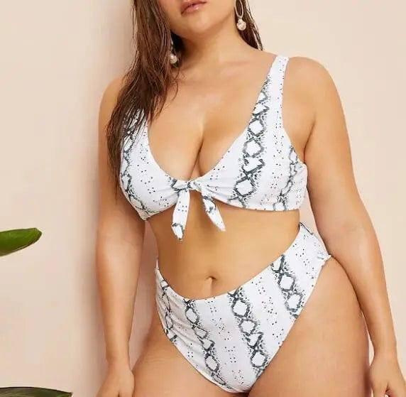 Sexy plus size knotted high waist ladies swimwear-5