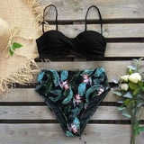 Sexy Print Bikini Female Swimsuit-Black-2