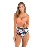 Sexy Printed High-waisted Two-piece Swimsuit-Bigorangeflower-15