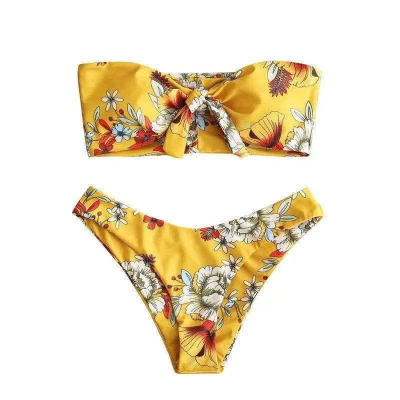 Sexy Printed Ladies Bikini Split Swimsuit-Velvetyellowprinting-3