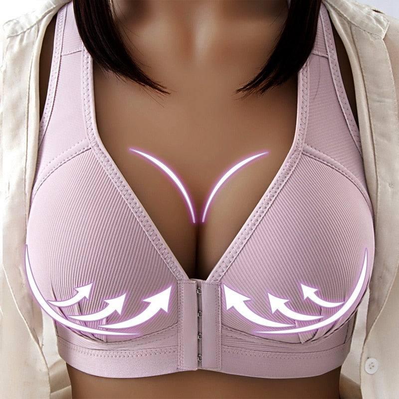 Sexy Push Up Bra Front Closure Solid Color Brassiere-front style1-E-10