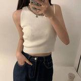 Sexy slanted shoulders crop tops-White-4