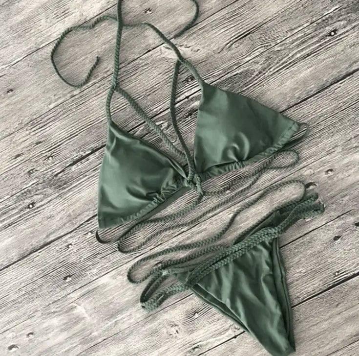 Sexy Strappy Bikini for Women-Green-9
