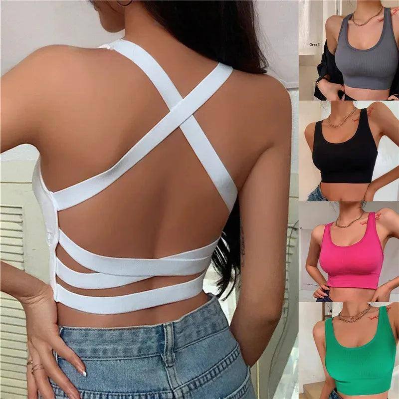 Women Vest Crop Top Sleeveless Vests Beach Women Sports-1