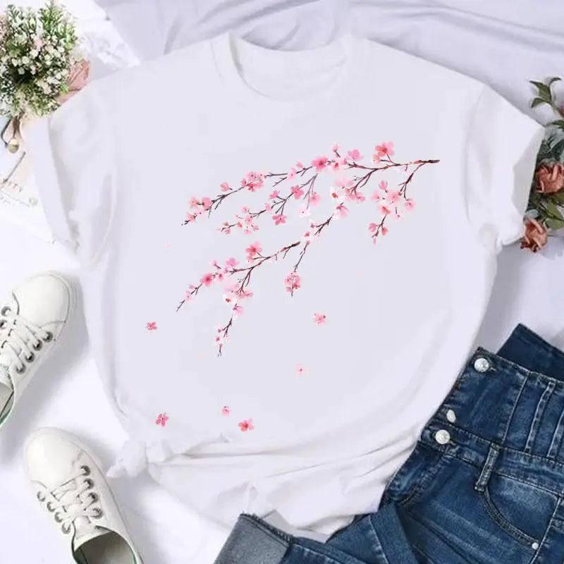 Short Sleeve Butterfly Bow Sweet Flower Fashion Summer Women-13