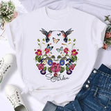 Short Sleeve Butterfly Bow Sweet Flower Fashion Summer Women-34