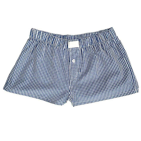 Shorts Cute Plaid Pj Short Pants Flannel Lounge Sleep Shorts-DEEP BLUE-12