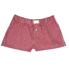 Shorts Cute Plaid Pj Short Pants Flannel Lounge Sleep Shorts-Red-3