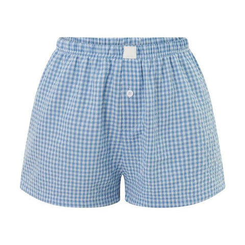 Shorts Cute Plaid Pj Short Pants Flannel Lounge Sleep Shorts-Blue 3-6