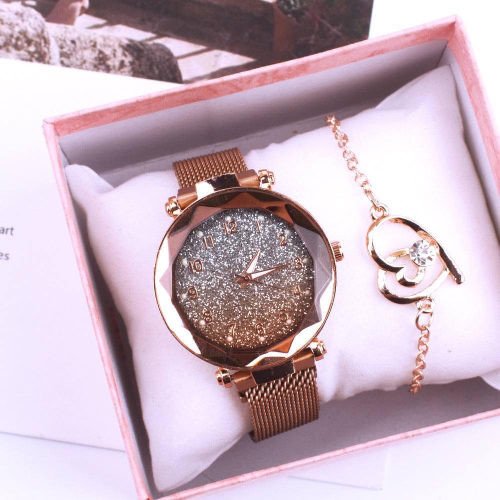 Silver Noodle Ladies Watch Two-piece Gift-Rose Gold-3
