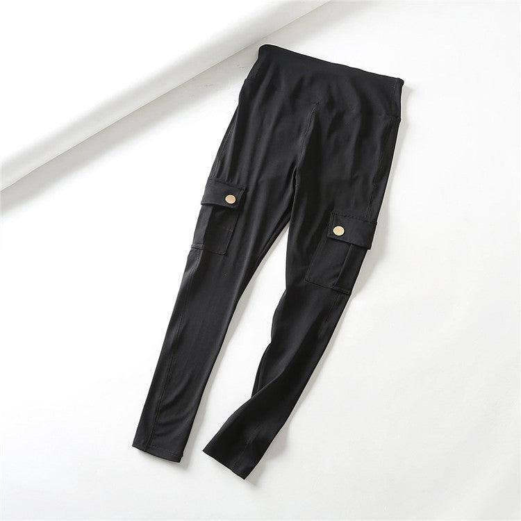 Skinny slim high elastic gym pants-Black-4