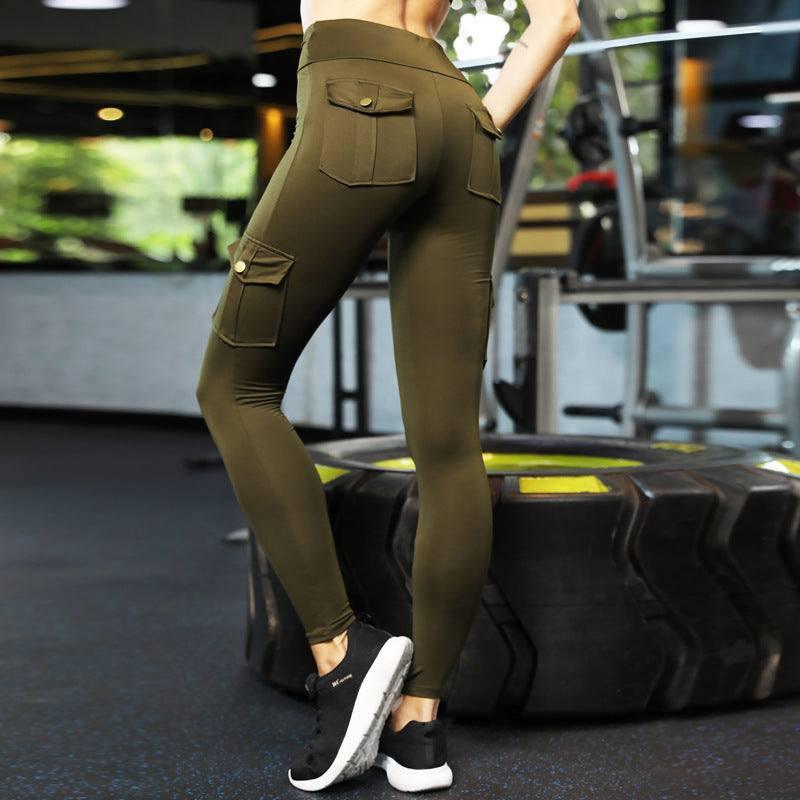 Skinny slim high elastic gym pants-Green-6