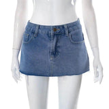 LOVEMI  Skirts Blue / S Lovemi -  Women's Summer New Solid Color Buttons Zipper Pocket Short Denim Skirt