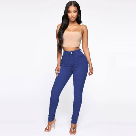 Slimming Jeans Pants For Women High Waist Trousers With-Dark Blue-10