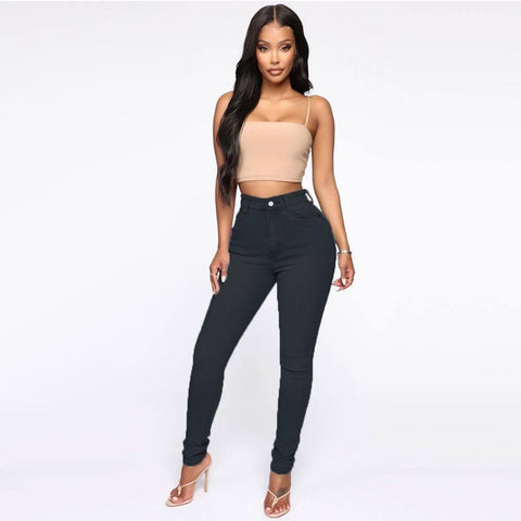 Slimming Jeans Pants For Women High Waist Trousers With-Black-9