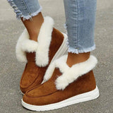 Snow Boots Warm Winter Shoes Plush Fur Ankle Boots Women-Brown-1