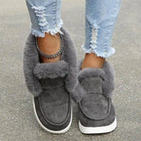 Snow Boots Warm Winter Shoes Plush Fur Ankle Boots Women-Grey-4