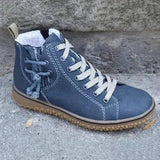 snow boots women flat heel-Blue-4