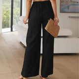 Solid Casual Women's Loose Pants-Black-6