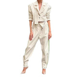 Solid Color Fashion Lapel Short Temperament Trousers Suit-2