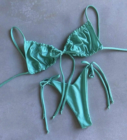 Solid color split bikini swimsuit-LightGrey-12