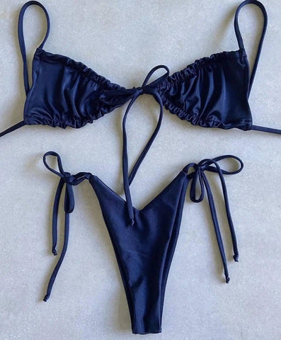 Solid color split bikini swimsuit-Sapphire-9