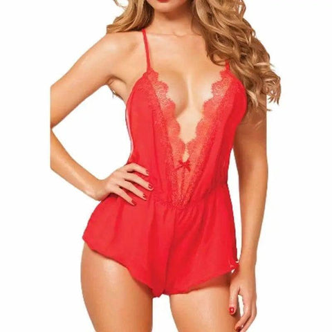 Spaghetti Strap Cross Back Sexy Lingerie Jumpsuits Black-One Size-3
