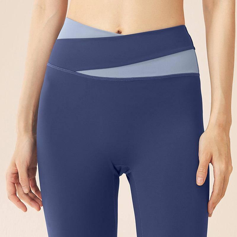 Spliced High Waist Yoga Pants Butt Lift Seamless Leggings-3