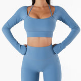 Sports Top Women's Quick-drying Workout Clothes With Chest-Haze Blue-5