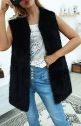 Spot Fashion Long-Haired Waistcoat Imitation Fur Women'S-2