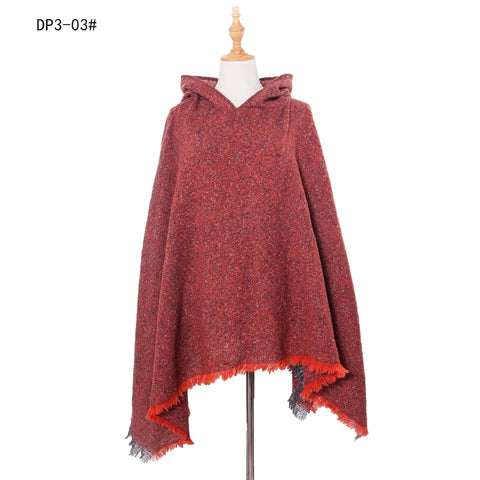 Spring Autumn And Winter Plaid Ribbon Cap Cape And Shawl-DP3 03 Red-14