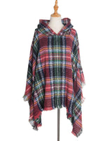 Spring Autumn And Winter Plaid Ribbon Cap Cape And Shawl-DP7 04 Wine Red-17