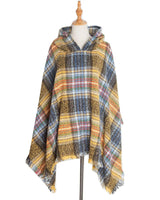 Spring Autumn And Winter Plaid Ribbon Cap Cape And Shawl-DP7 07 Yellow-20