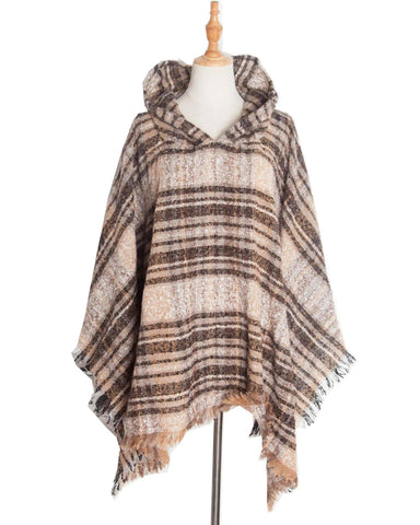 Spring Autumn And Winter Plaid Ribbon Cap Cape And Shawl-DP6 05 Coffee-22