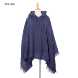 Spring Autumn And Winter Plaid Ribbon Cap Cape And Shawl-DP3 02 Navy Blue-25