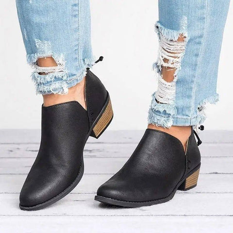 Spring Autumn Women Butterfly-knot Boots Slip-On Med High-3