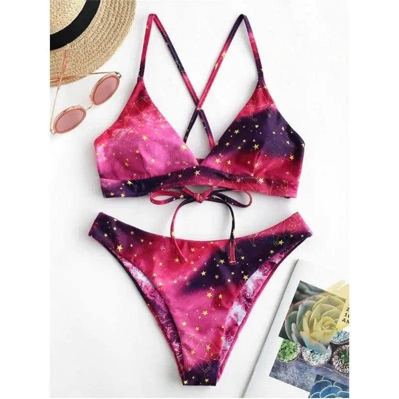 Starry Sky Bikini Set-Red-1