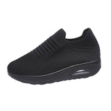 Stripe Design Mesh Shoes Fashion Slip On Air Cushion Shoes-Black-8