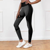 Striped Printed Yoga Pants High Waist Seamless Leggings-Black-7