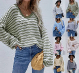 Striped Sweater V-neck Sweater-9