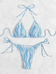 Stylish Blue Striped Bikini Set for Chic Beach Fashion-3