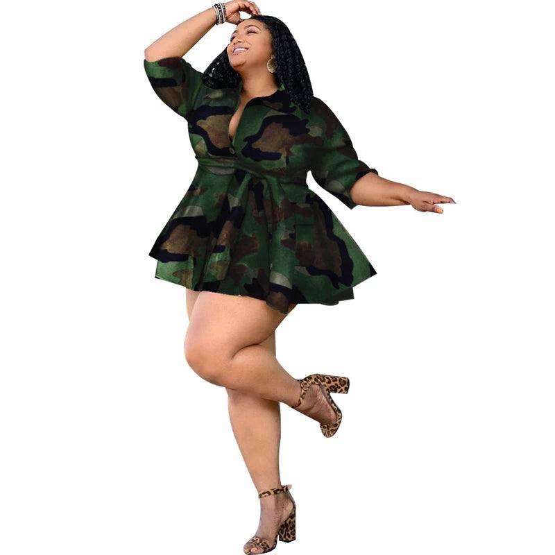 Stylish Camo Dress Looks for Curvy Fashion-green-7