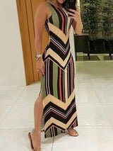 Stylish Chevron Maxi Dress for Elegant Evenings-Pattern-1