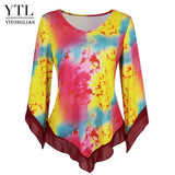 Stylish Red Print Asymmetrical Hem Blouse-Yellow-7